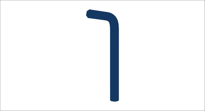 L shaped metallic object dark blue silhouette on white background angle