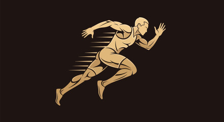 Obraz premium Runner silhouette on black background