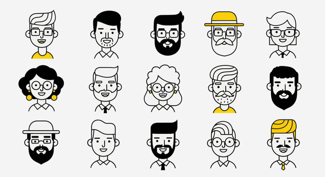 Diverse illustrated people portraits