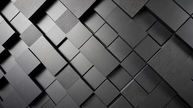 Textured Black Tiles with Intricate 3D Geometric Design Background