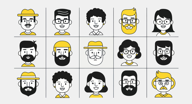 Diverse illustrated people portraits