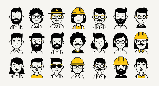 Diverse illustrated people portraits