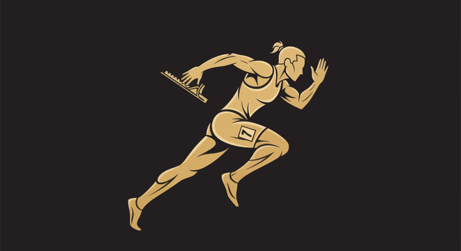 Runner silhouette with tool on black