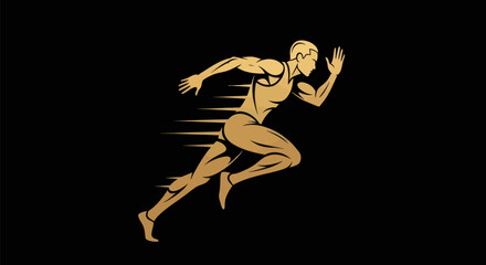 Obraz premium Running athlete silhouette in gold