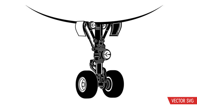 Airplane Landing Gear Illustration - Aircraft Front Wheel System