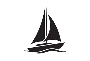 Fototapeta premium Minimal sailboat silhouette. Sailing ship vector illustration.