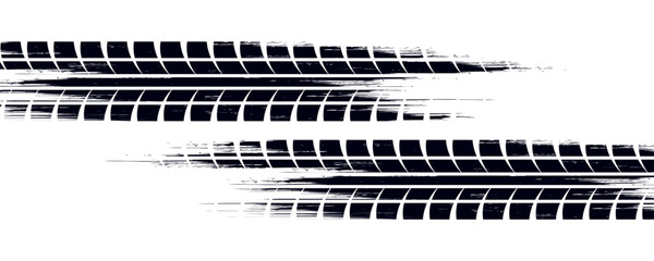 Black tire marks on road, Black rubber tire marks and tread marks, Tire trace track wheels texture and background, © PECAH