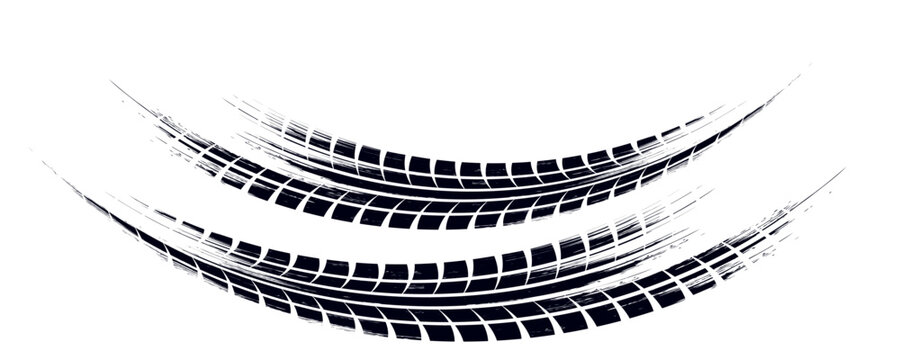 Black tire marks on road, Black rubber tire marks and tread marks, Tire trace track wheels texture and background,