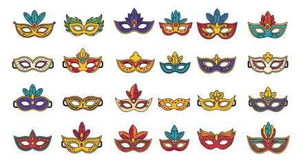 Colorful Mardi Gras Masks Collection © Eliy