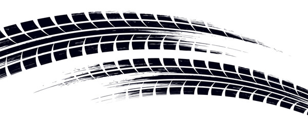 Black tire marks on road, Black rubber tire marks and tread marks, Tire trace track wheels texture and background, © ifon