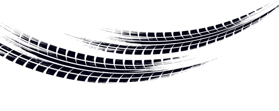 Black tire marks on road, Black rubber tire marks and tread marks, Tire trace track wheels texture and background,