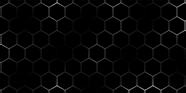 dark black doff metal hexagon pattern abstract geometric shape background wallpaper design.vector