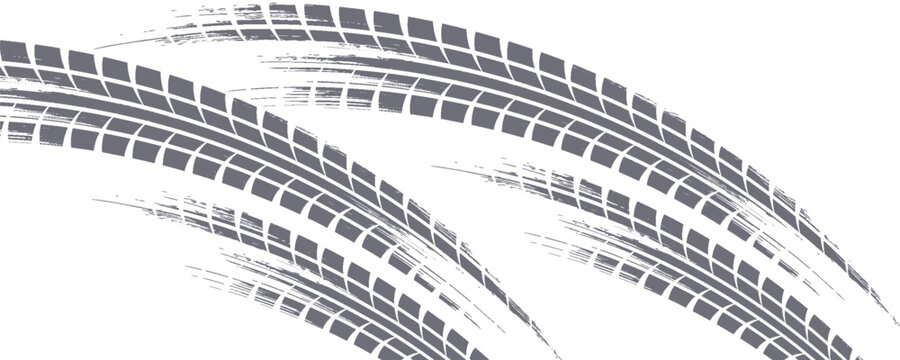 Black tire marks on road, Black rubber tire marks and tread marks, Tire trace track wheels texture and background,