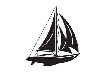 Fototapeta premium Minimal sailboat silhouette. Sailing ship vector illustration.