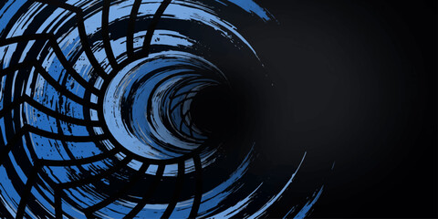 Abstract blue fractal spiral vortex background with glowing energy waves and circular motion design © RD Visuals