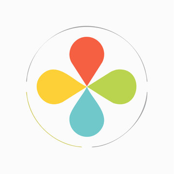 Colorful abstract pinwheel logo with four petals