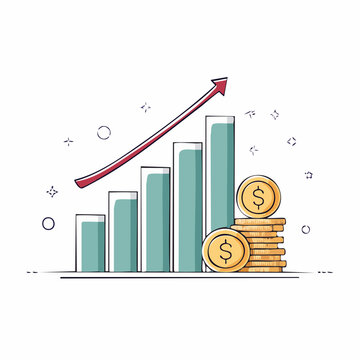 Financial Growth Bar Chart with Coins