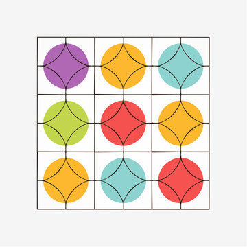 Geometric Pattern with Colorful Circles