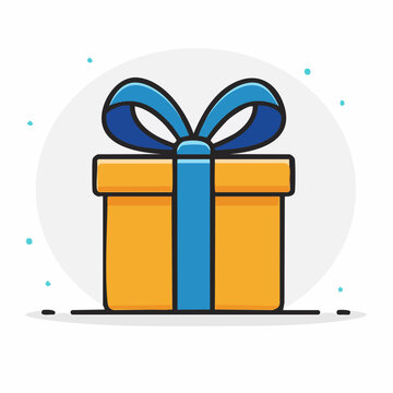 Gift Box with Blue Ribbon and Bow