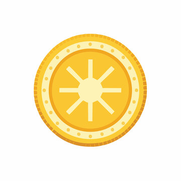 Golden Coin with Sun Symbol