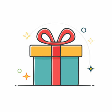 Gift Box with Ribbon and Sparkles