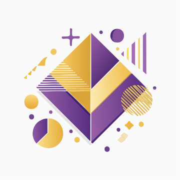 Abstract Geometric Shapes with Purple and Gold Gradient