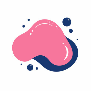 Abstract Pink and Blue Blob with Bubbles