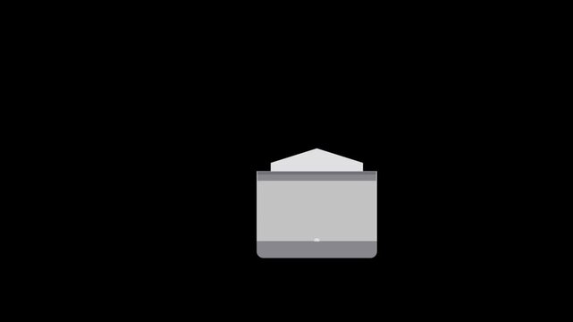This video features a stylized illustration of a bank building accompanied by a digital document on a black background