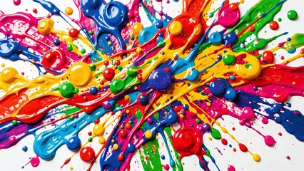 Fototapeta premium Pop pigment acrylic drops with vivid abstract paint mix