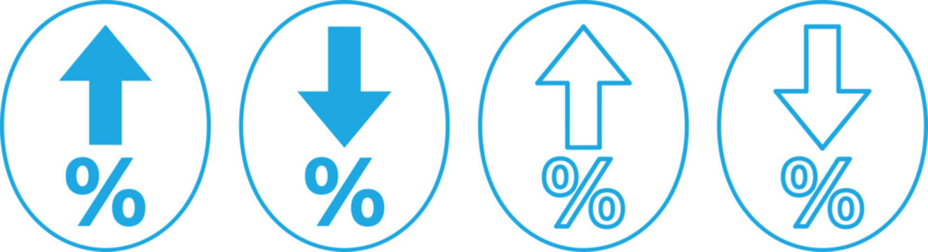 Percentage change icons set with up and down arrows