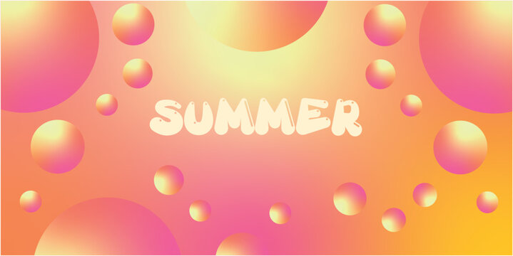 Summer background with pink and yellow bubbles