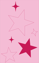 Obraz premium Pink Y2K Stars and Sparkles Retro Aesthetic Vector Background Pattern