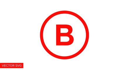 Red Circle with Letter B Inside, Isolated on White Background, Vector Graphic © Fiji