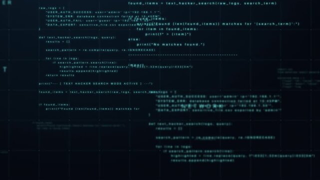 Hacker debugging secure data mysterious programming code screen
