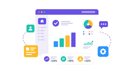 Fototapeta premium Data Analytics Dashboard With Visual Charts And Metrics.