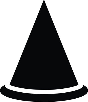 Silhouette design of a simple pointed party hat icon on white vector