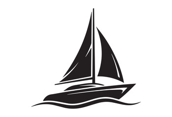 Minimal sailboat silhouette. Sailing ship vector illustration.