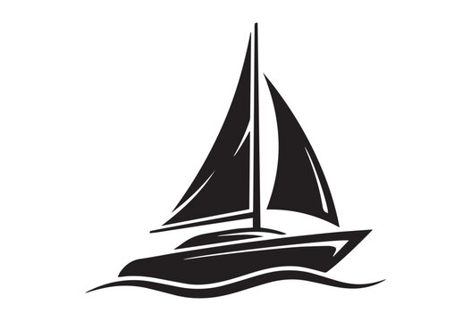 Minimal sailboat silhouette. Sailing ship vector illustration.