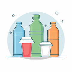 Obraz premium Collection of Colorful Beverage Bottles and Cups