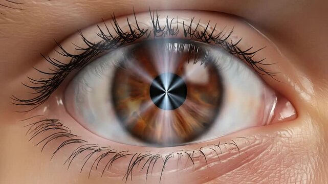 Close-Up View of a Human Eye Detailing Intricate Iris and Pupil Textures Representing Vision and Eye Health in a Plain Background