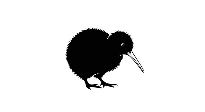 Black silhouette of a kiwi.