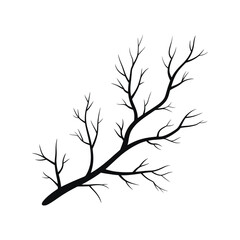 Fototapeta premium Bare Branch Silhouette Against White Background Minimalist Vector Illustration