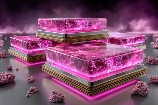 Battery technology advances energy power electric futuristic pink battery technology advances shape futuristic energy power metallic stack with