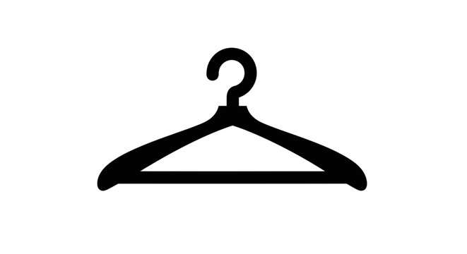 Black hanger icon on white background, simple vector graphic