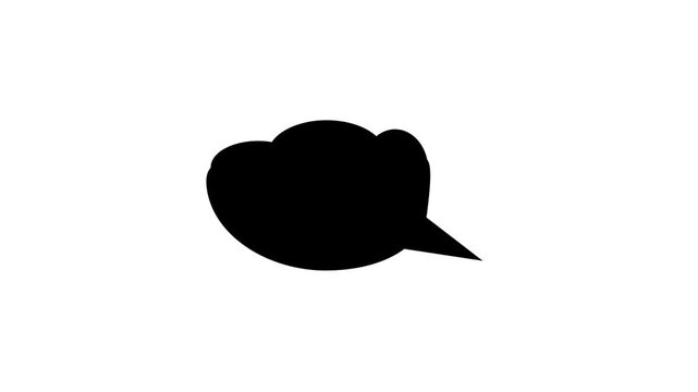 speech bubble motion icon. Animated icon of a simple blue speech bubble for text message communication and chat.