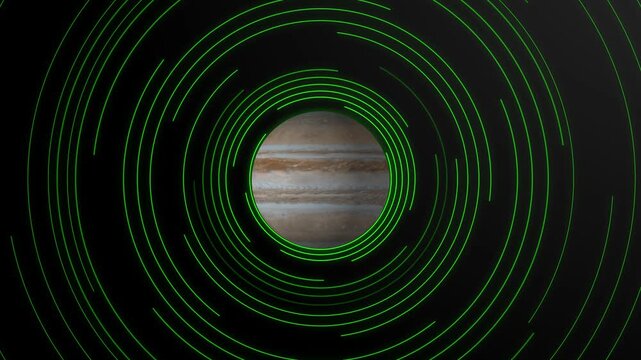 3D futuristic visualisation of metaverse immersive virtual world with endless space, dynamic tunnel wireframe and rotation holographic globe of Earth,