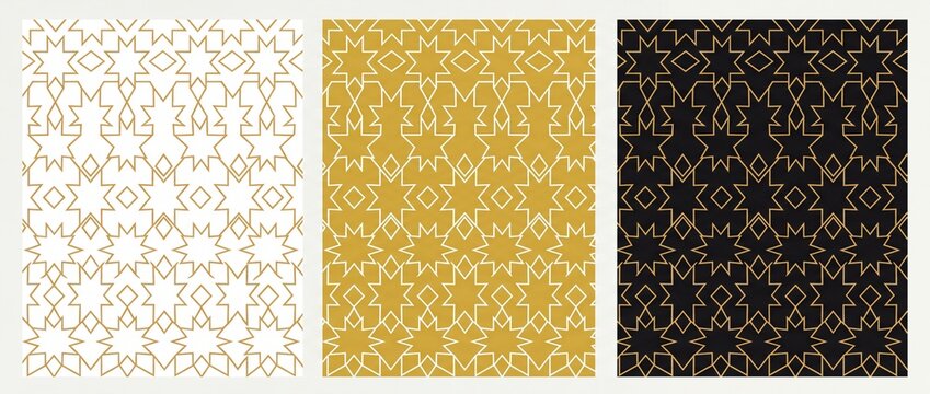 Set of elegant seamless geometric patterns intricate Islamic ornament 
