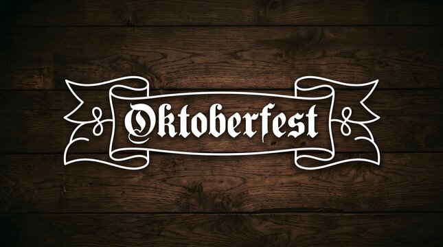 Oktoberfest celebration background with wooden texture and white banner