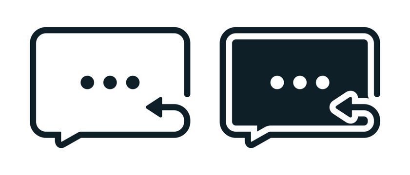 Message Backup Icon with Return Arrow and Chat Bubble Symbol. Conversation Restore. Vector Illustration