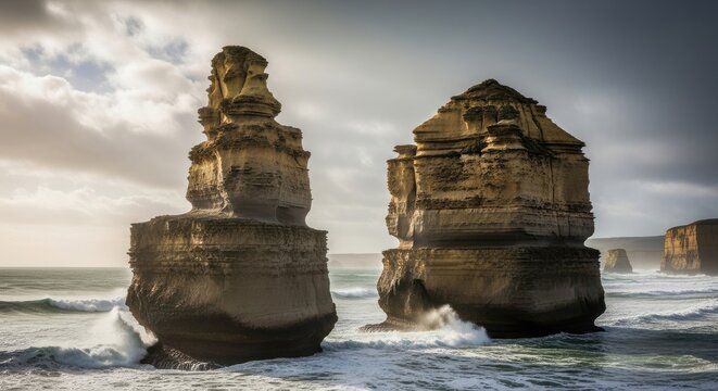 Craggy Sea Stacks Rising Defiantly from the Ocean